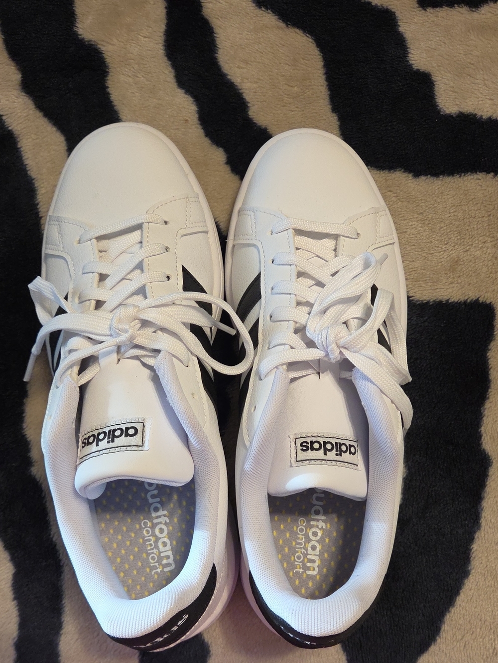 adidas White Sneakers with Black Side Stripes